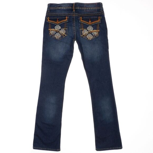 Unionbay Jeans Skinny Bootcut Juniors 7 Distressed Embroidered Stretch 30x30.5 - Picture 1 of 11